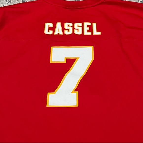 Kansas City Chiefs KC Football # 7 CASSEL Boys NFL Jersey Size XL 18 - 20 RED - Picture 7 of 11